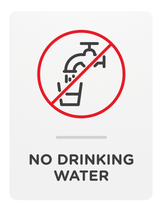No Drinking Water_Sign_Door-Wall Mount_8x 6_6mm Thick Solid Surface Sign with Inlay Resins_Self AdhesiveProhibition sign